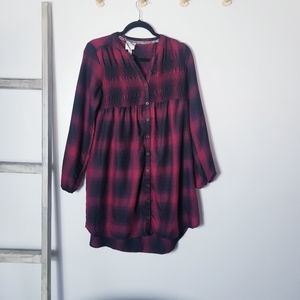 KNOX ROSE BUTTON DOWN BABYDOLL BLACK AND RED DRESS SIZE SMALL